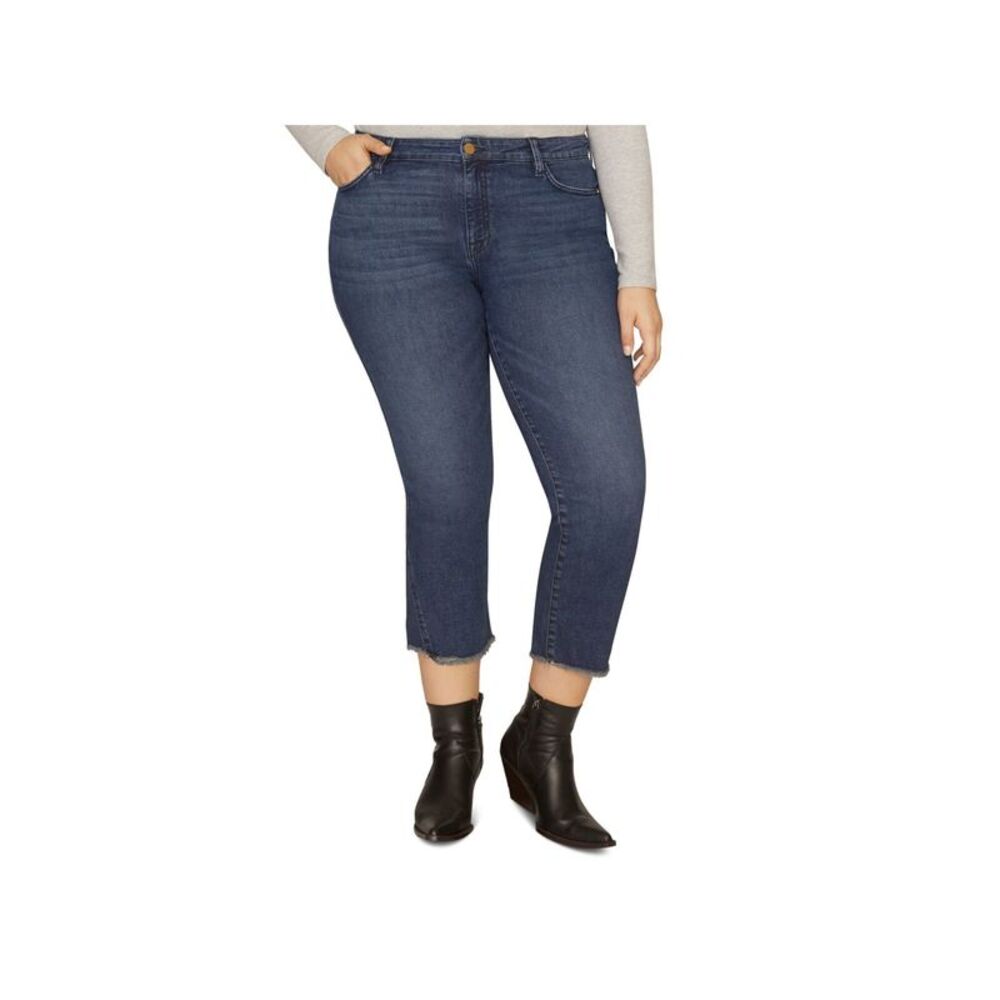 SANCTUARY DENIM Womens Blue Modern Fit  Straight-leg Cropped Jeans Plus 24W